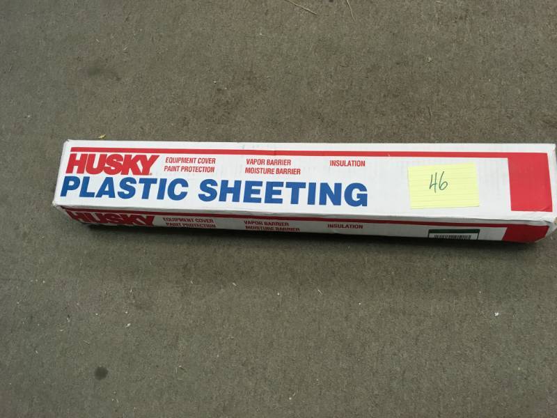 lot 46 image: HUSKY 10 ft. x 50 ft. Clear 6 mil Plastic Sheeting not used