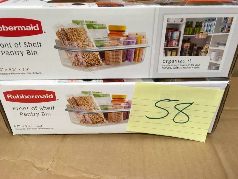 lot 58 image: Rubbermaid Front Shelf Pantry Bin 1951589 Clear QTY 2 not used