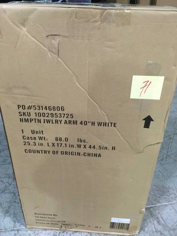 lot 71 image: Home Decorators Collection Hampton Harbor White Jewelry Armoire  open box in like new condition