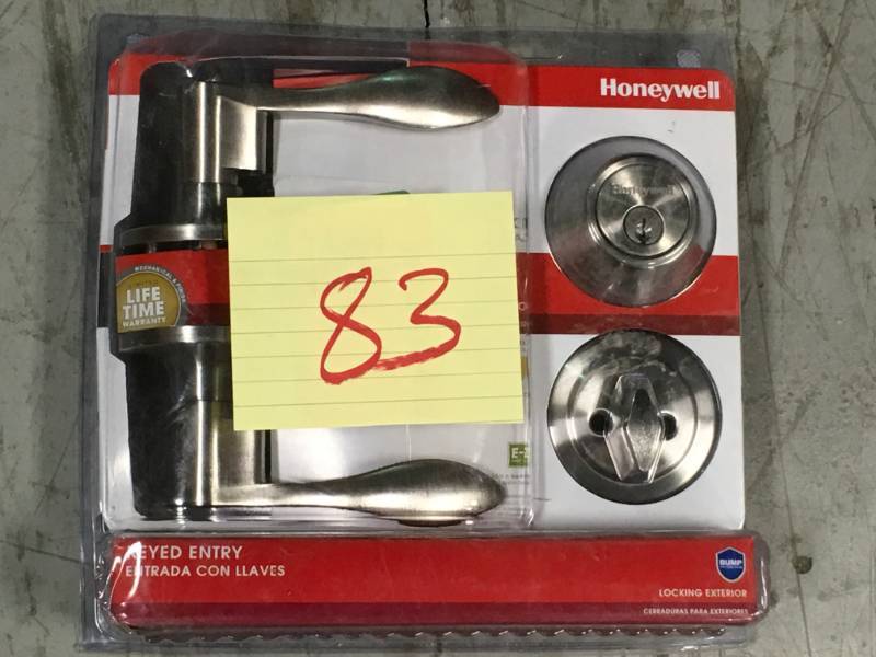 lot 83 image: Honeywell 2.5 in. Satin Nickel Wave Lever Door Lock Combo Kit  open box in like new condition