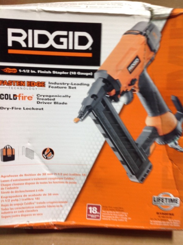 lot 108 image: RIDGID  Reconditioned 18-Gauge 1-12 in. Finish Stapler  not used