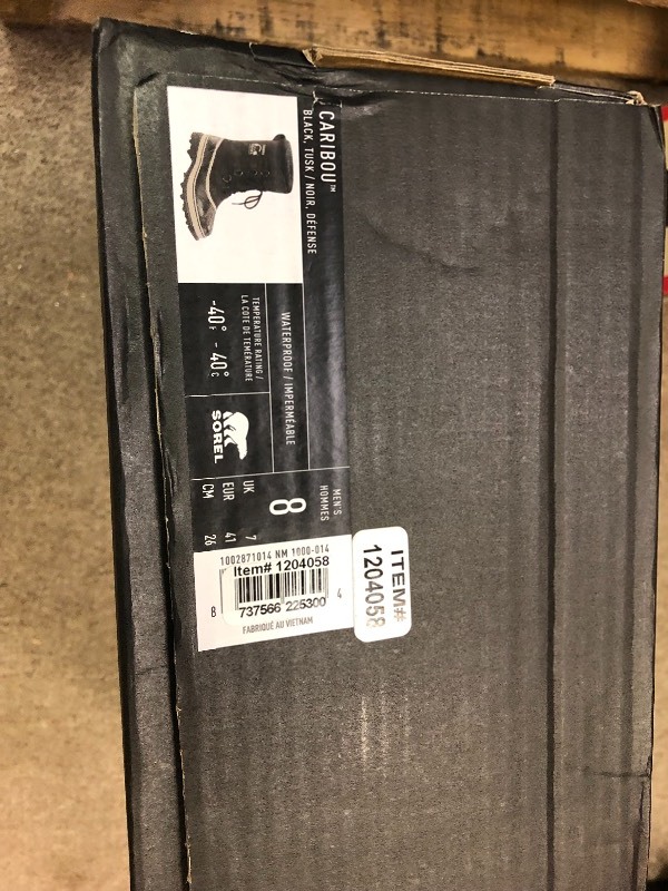 lot 119 image: Sorel Mens NM 1002871014 Waterproof Caribou BOOTS - Black Tusk Size 8 not used