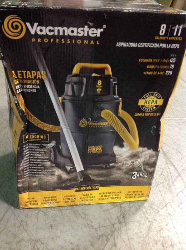 Vacmaster Pro HEPA Industrial WetDry Vacuum � 8-Gallon, Model# VK811PH  Open box in like new condition
