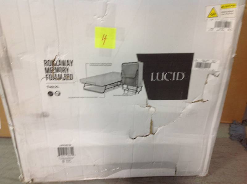 Lucid 4 in. Rollaway Twin XL Size Guest Bed with Memory Foam Mattress  Open box in like new condition