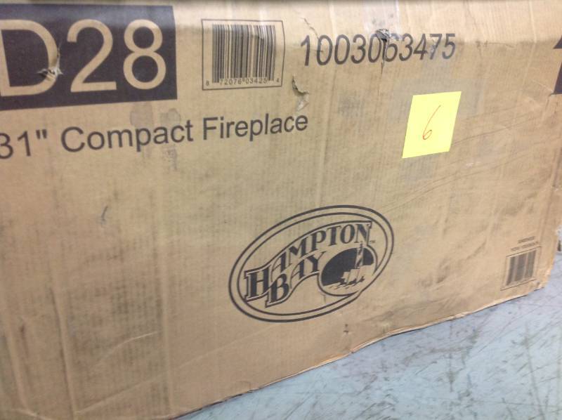 Hampton Bay Parksley 31 in. Freestanding Compact Infrared Electric Fireplace in White  Open box in like new condition