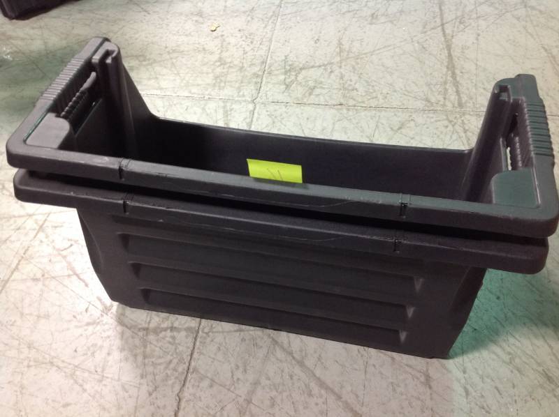 Husky Stackable Storage Bin in Black QTY 2 not used