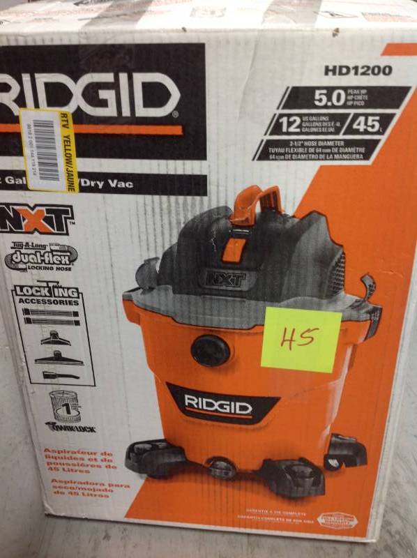 RIDGID 12 Gal. 5.0-Peak HP NXT Wet Dry Vac USED in good condition