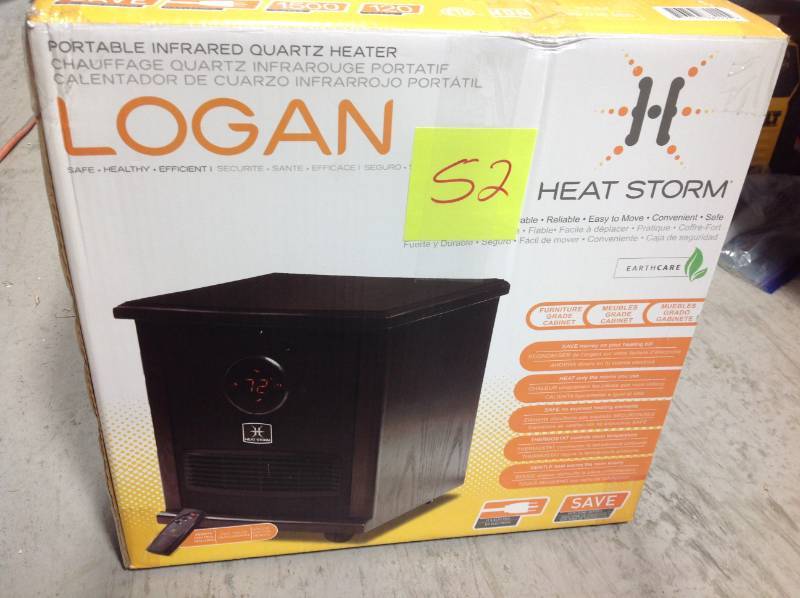 Heat Storm HS-1500-ILO Logan Portable Infrared Quartz Heater, Walnut  Open box in like new condition
