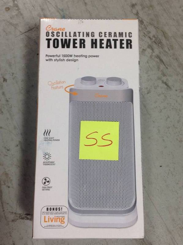 Crane 1,500-Watt Ceramic Mini Tower Heater  Open box in like new condition
