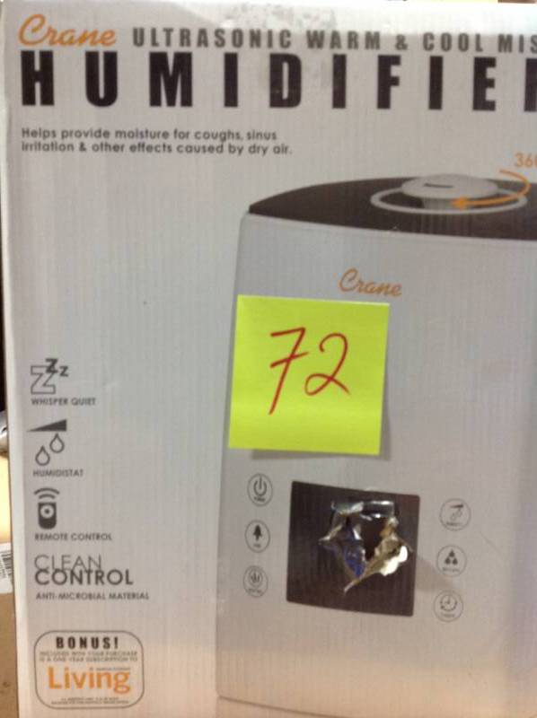 Crane Classic Digital Warm and Cool Mist Humidifier in White  Open box in like new condition