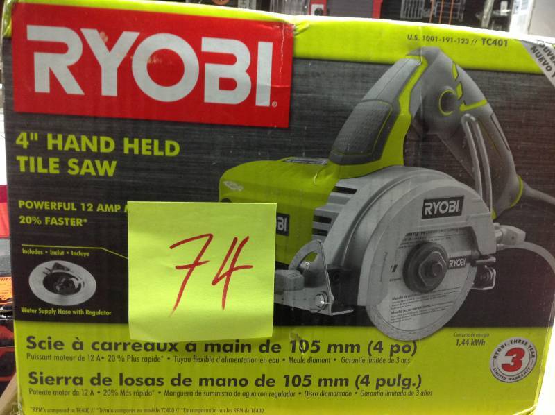 Ryobi 4 in. Tile Saw  Open box in like new condition