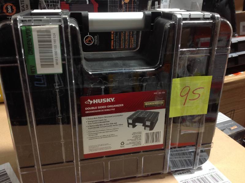 Husky 15 in. x 13 in. Black Pro Double Sided Small Parts Organizer with Bins (8-Piece) in like new condition