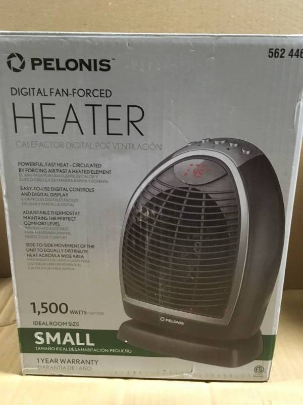 Pelonis 1500-Watt Digital Fan Forced Electric Portable Heater open box in  like new condition | KX REAL DEALS ST PAUL TOOLS , HOUSEWARES, LIGHTNING,  OUTDOOR AND MORE | K-BID