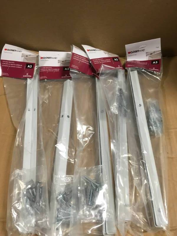 lot 24 image: ClosetMaid Selectives 14 in. White Metal Shelf Support Kit QTY 5 not used