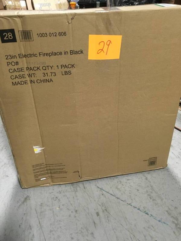 lot 29 image: Hampton Bay 23 in. Compact Electric Fireplace in Black open box in like new condition