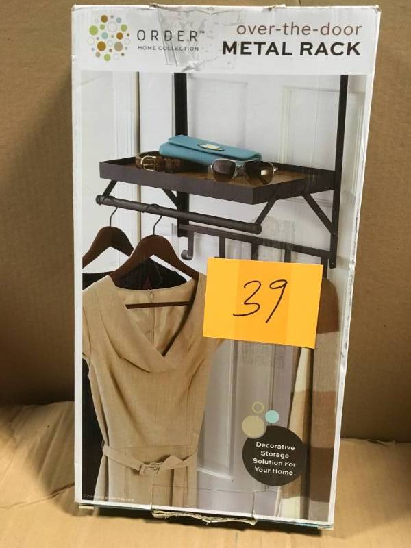 lot 39 image: Order Home Collection 18.9 in. x 19.69 in. Over-the-Door Garment Rack Vintage open box in like new condition