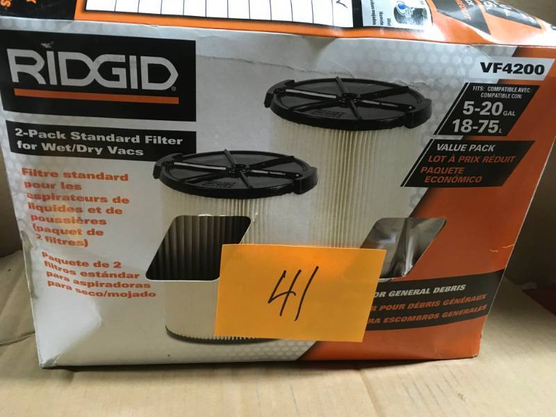 lot 41 image: RIDGID 1-layer Everyday Dirt Pleated Paper Filter for 5.0 Plus Gal. RIDGID Wet Dry Vacs (2-Pack) not used