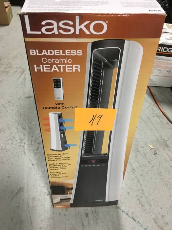 lot 49 image: Lasko Bladeless Ceramic Heater open box in like new condition