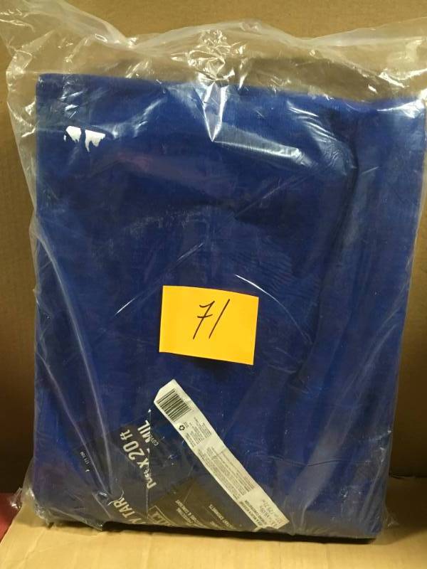 lot 71 image: Everbilt 16 ft. x 20 ft. Blue Medium Duty Tarp not used