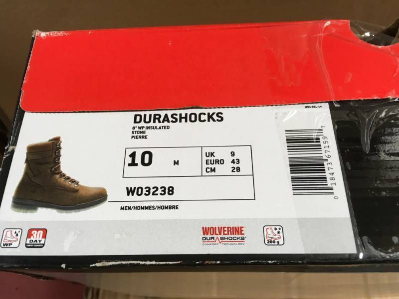 lot 77 image: Wolverine Mens DuraShocks Waterproof Insulated 8 Work Boot SIZE 10 M not used