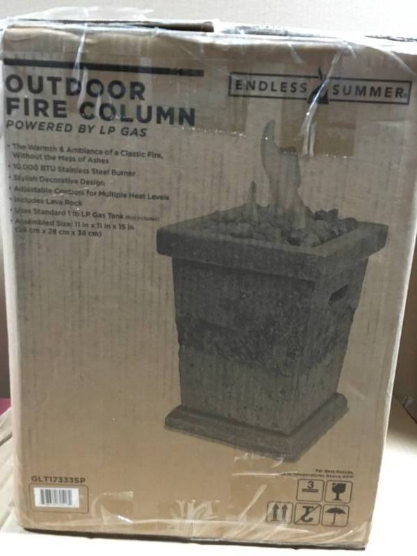 lot 81 image: Endless Summer 11 in. x 15 in. MGO Propane Gas Fire Pit open box in like new condition