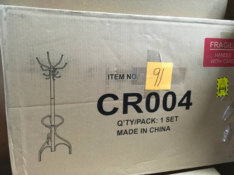 lot 91 image: MegaHome Black 12-Hook Coat Rack not used
