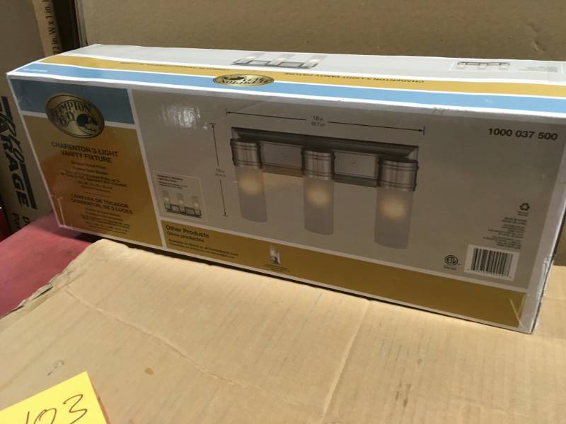 lot 103 image: 3-Light Brushed Nickel Wall Vanity Fixture