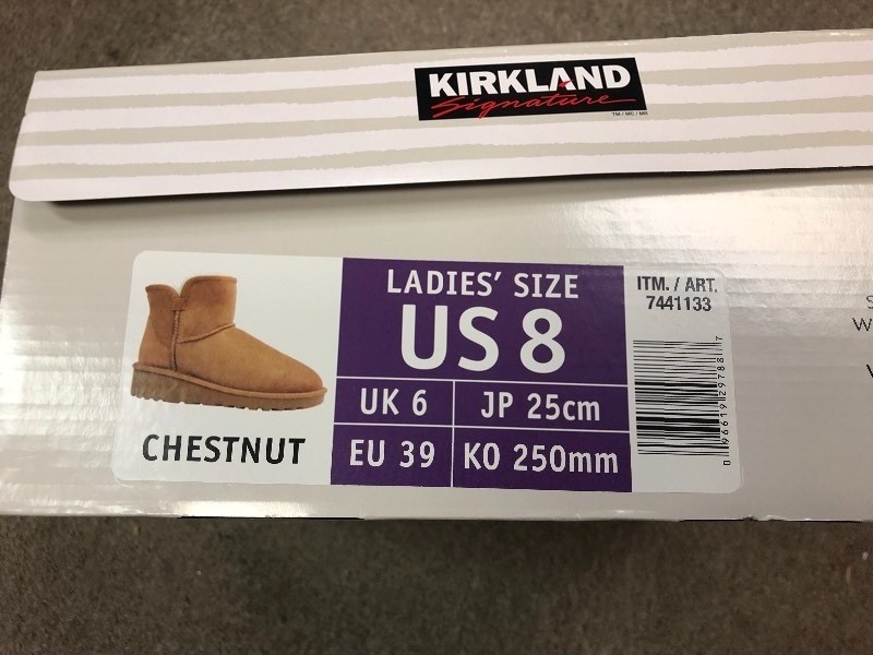 lot 120 image: Kirkland Signature Ladies Shearling Short Wedge Boot Beige 8 new