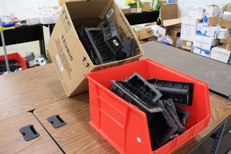lot 21 image: 2 Bins of Black Boxes