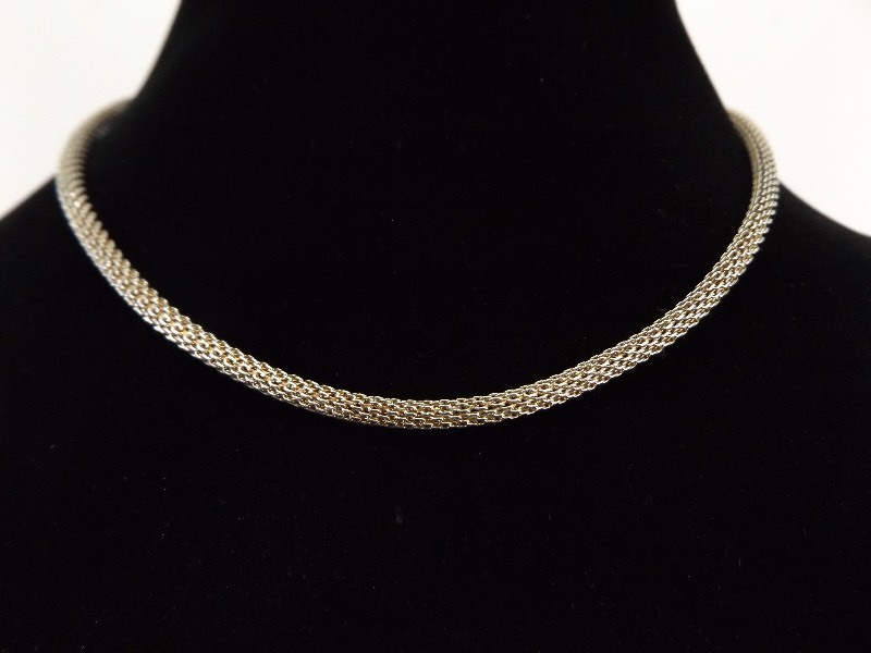 .925 Sterling Silver Byzantine Type Round Cable Necklace