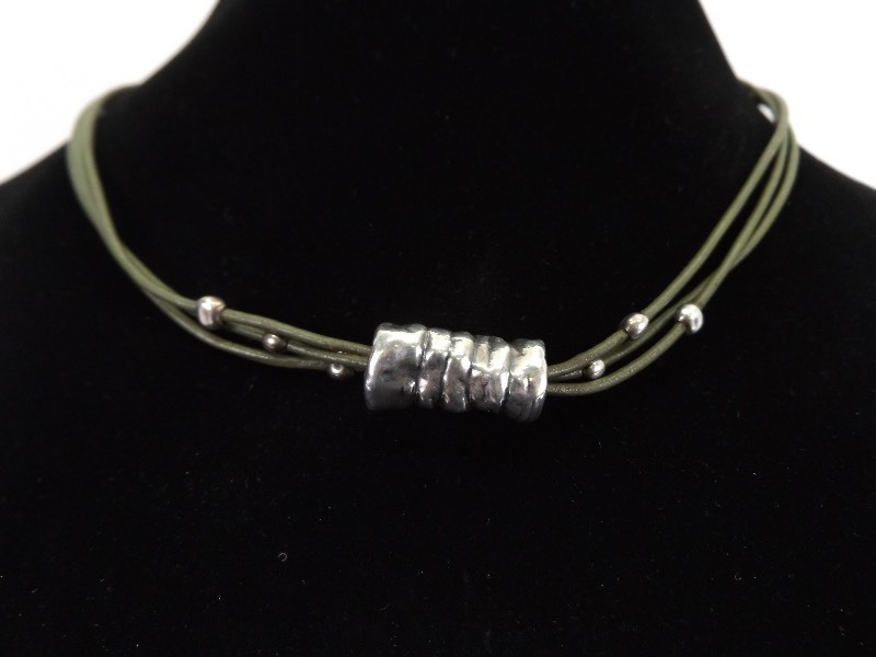 .925 Sterling Silver Leather Rope Silpada Necklace