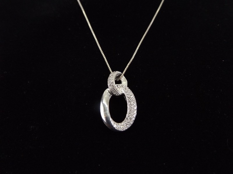 .925 Sterling Silver Diamond Accented Infinity Pendant Necklace