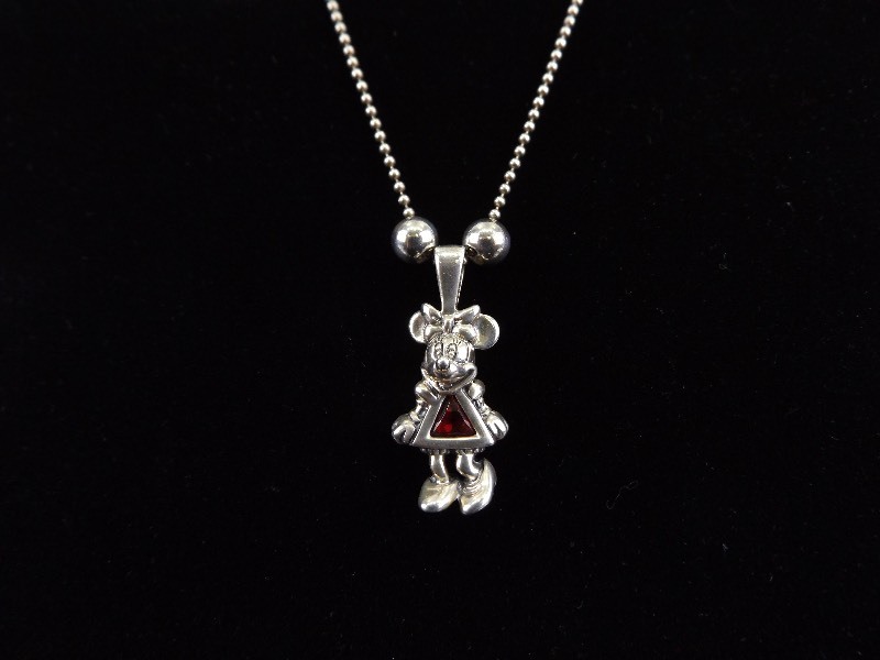 .925 Sterling Silver Minnie Mouse Pendant Necklace