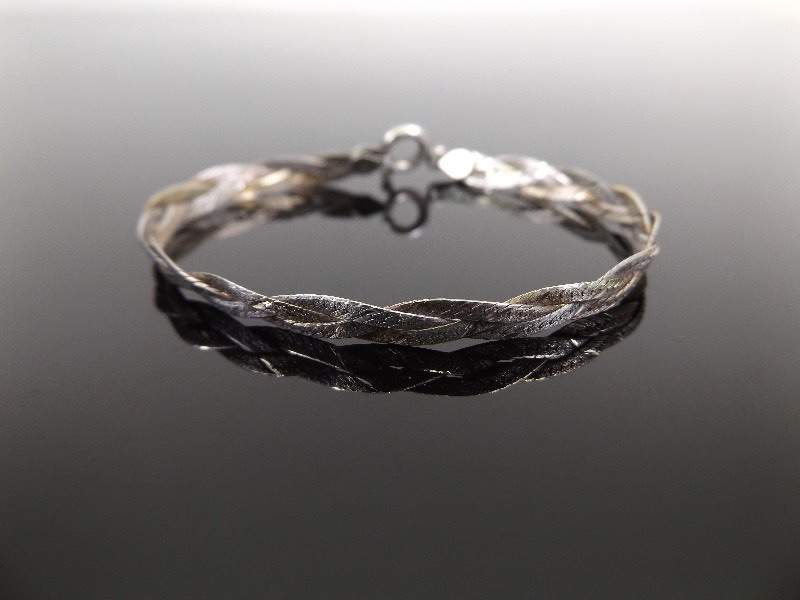 .925 Sterling Silver&nbspWoven 2 Strand Snake Link Bracelet