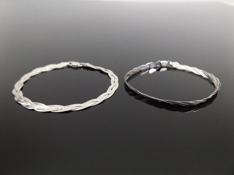 2 - .925 Sterling Silver&nbspWoven 2 Strand Snake Link&nbspBracelets
