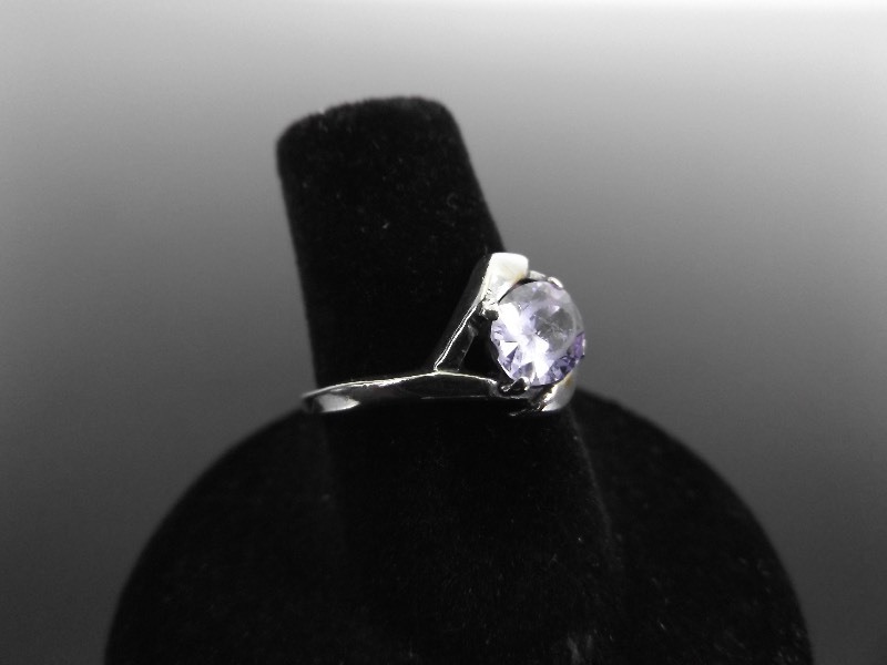 .925 Sterling Silver Faceted Amethyst Ring Size 6