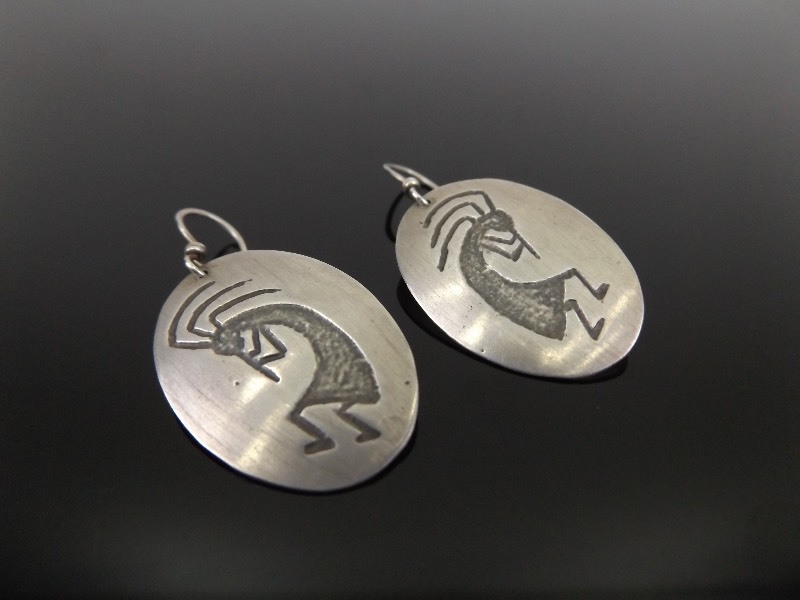 Vintage .925 Sterling Silver Native American Kokopelli&nbspEarrings&nbsp