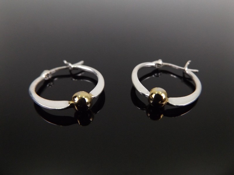 .925 Sterling Silver Two-Toned Hoop Earrings&nbsp