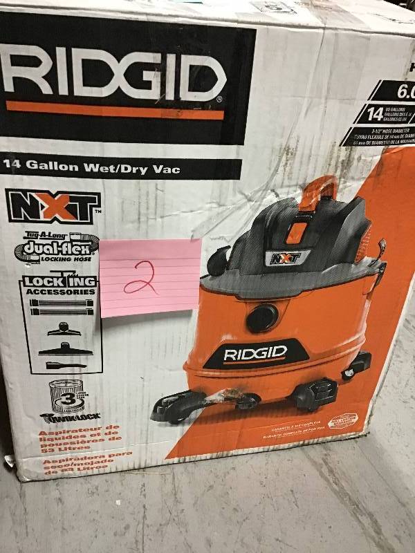 lot 2 image: RIDGID 14 Gal. 6.0-Peak HP NXT Wet Dry Vacuum USED  in very good condition