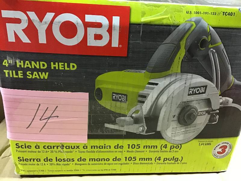 lot 14 image: Ryobi 4 in. Tile Saw USED in good condition