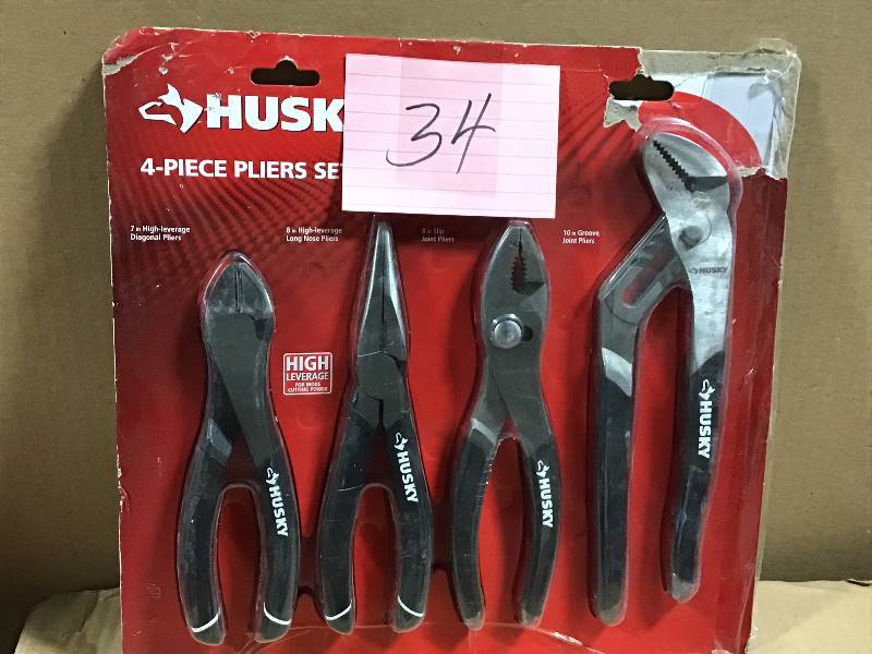 lot 34 image: Husky Pliers Set (4-Piece)