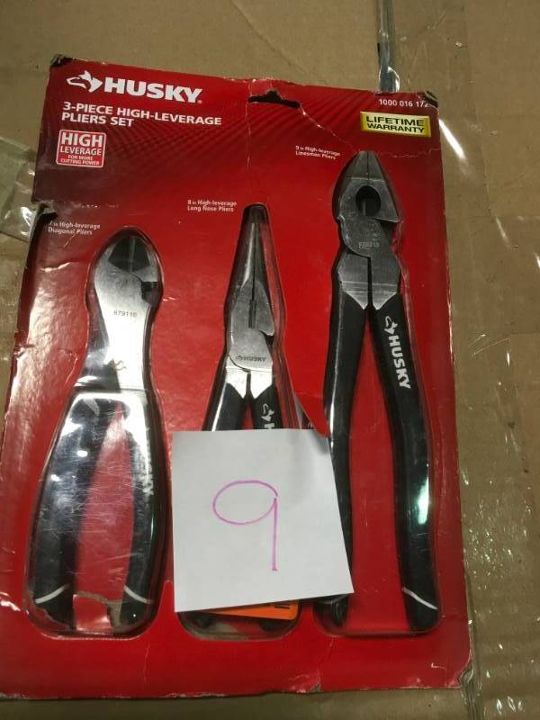 Husky High-Leverage Long Nose Pliers Set (3-Piece)  in like new condition