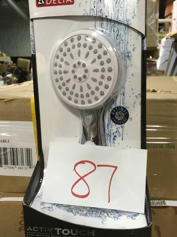 Delta ActivTouch 9-Spray Handheld Showerhead with Pause in White and Chrome  in like new condition