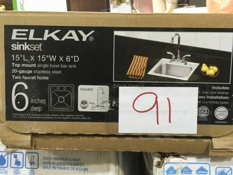Elkay All-in-One Drop-in Stainless Steel 15 in. 2-Hole Single Bowl Bar Sink not used