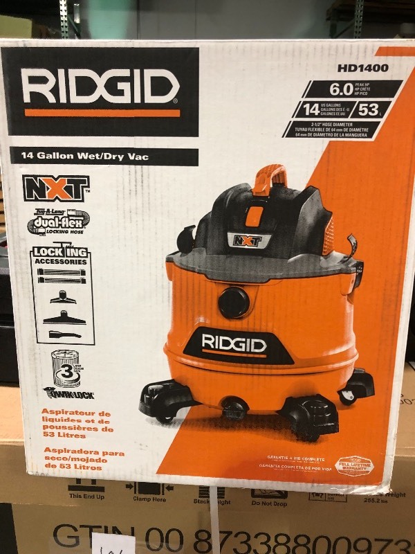 RIDGID  14 Gal. 6.0-Peak HP NXT Wet Dry Vacuum  in good conditions