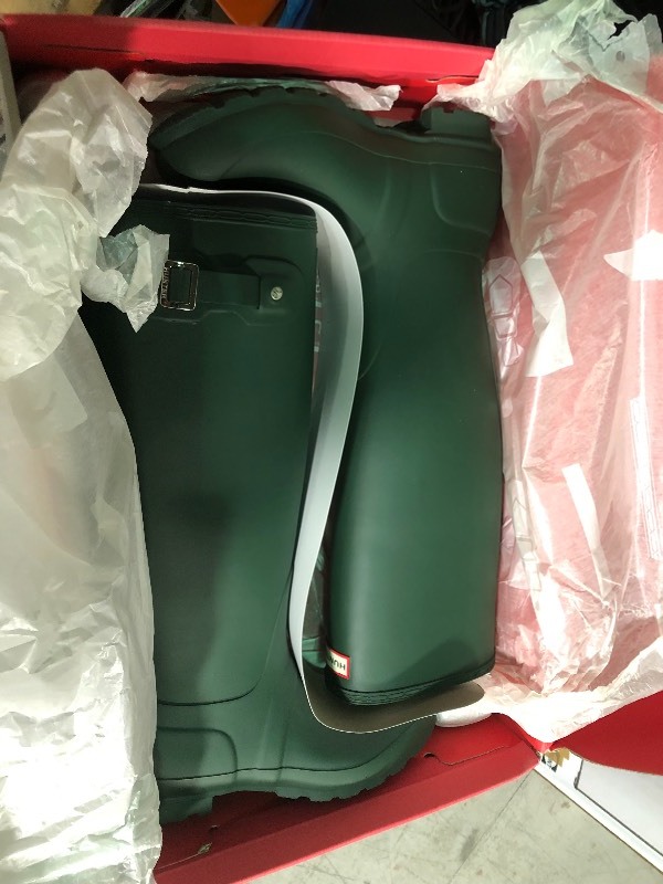 Hunter Womens Green Matte Rubber Rain BOOTS Original Tall 8 Med Wft1000rma new