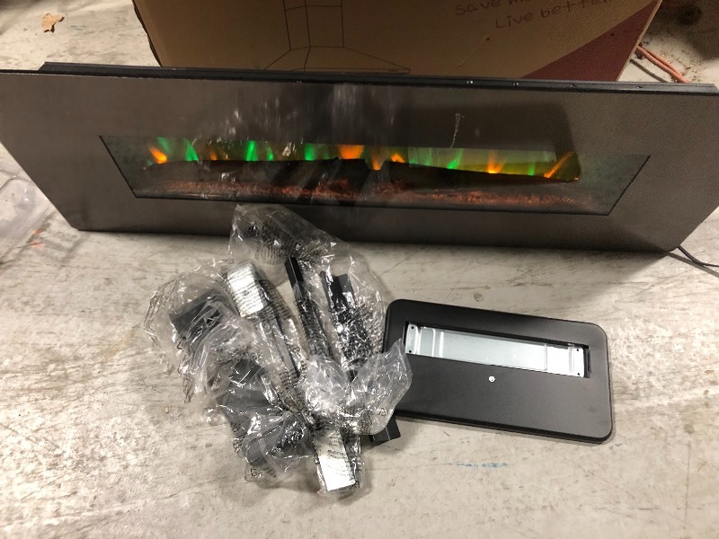 AKDY  48 in. Wall Mount Freestanding Convertible Electric Fireplace Heater in Gray with Pebbles Logs Crystal in working conditions whit small scratch