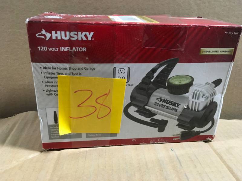lot 38 image: Husky 120-Volt Inflator in like new condition