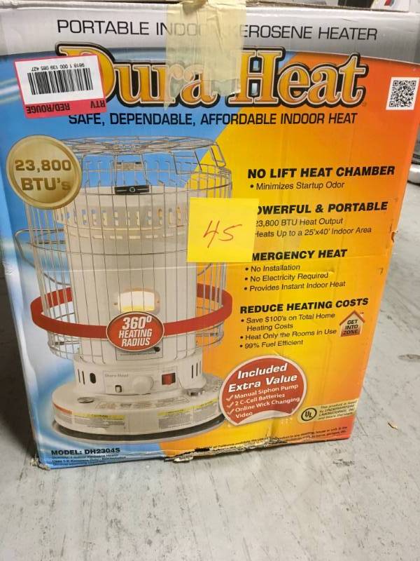 lot 45 image: DuraHeat 23,800 BTU Indoor Kerosene Portable Heater-DH2304S not used