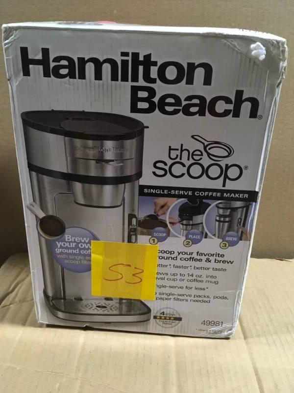 lot 53 image: Hamilton Beach Single Serve Coffee Maker in like new condition